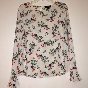 Long sleeve flower print blouse